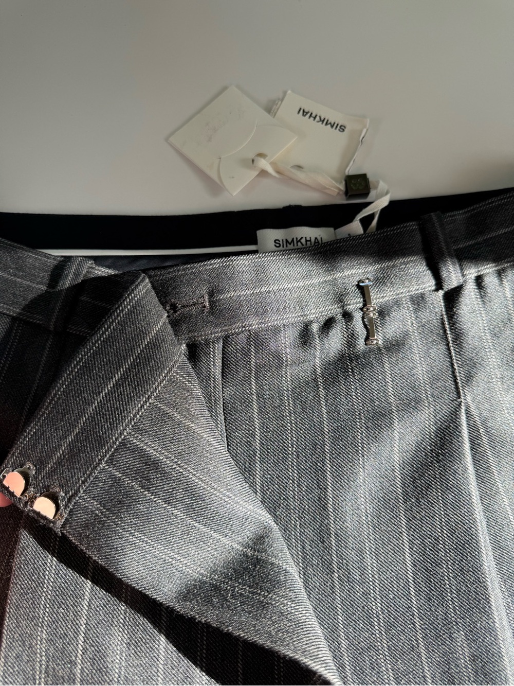 SIMKHAI Taylor Overlap Wide Leg Wool Pinstripe Tailored Trouser NWT 8 - Picture 8 of 10